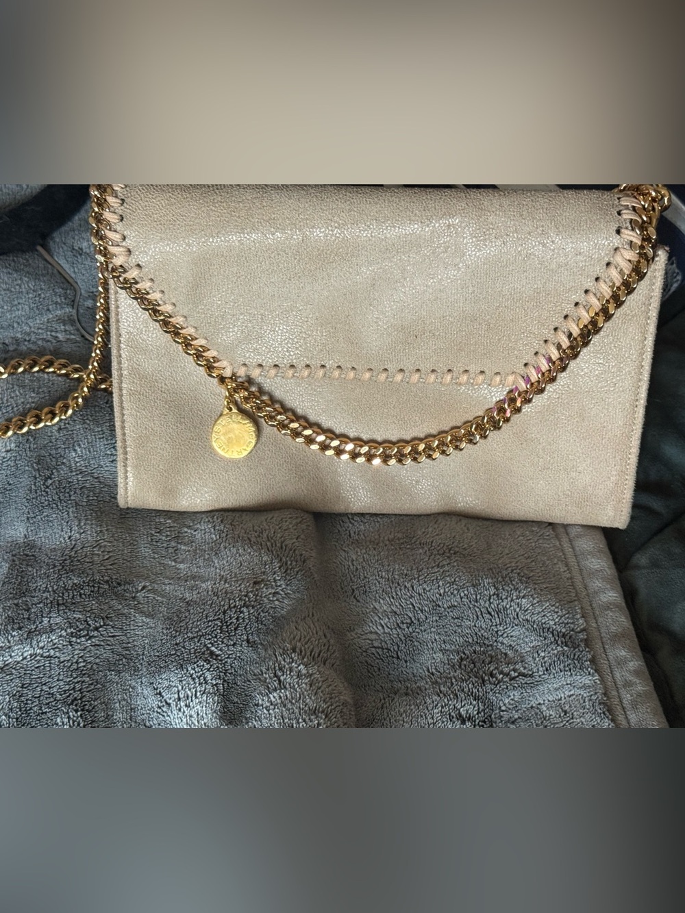 Stella McCartney Falabella Fold Over Crossbody Clutch in Champagne - Picture 6 of 6